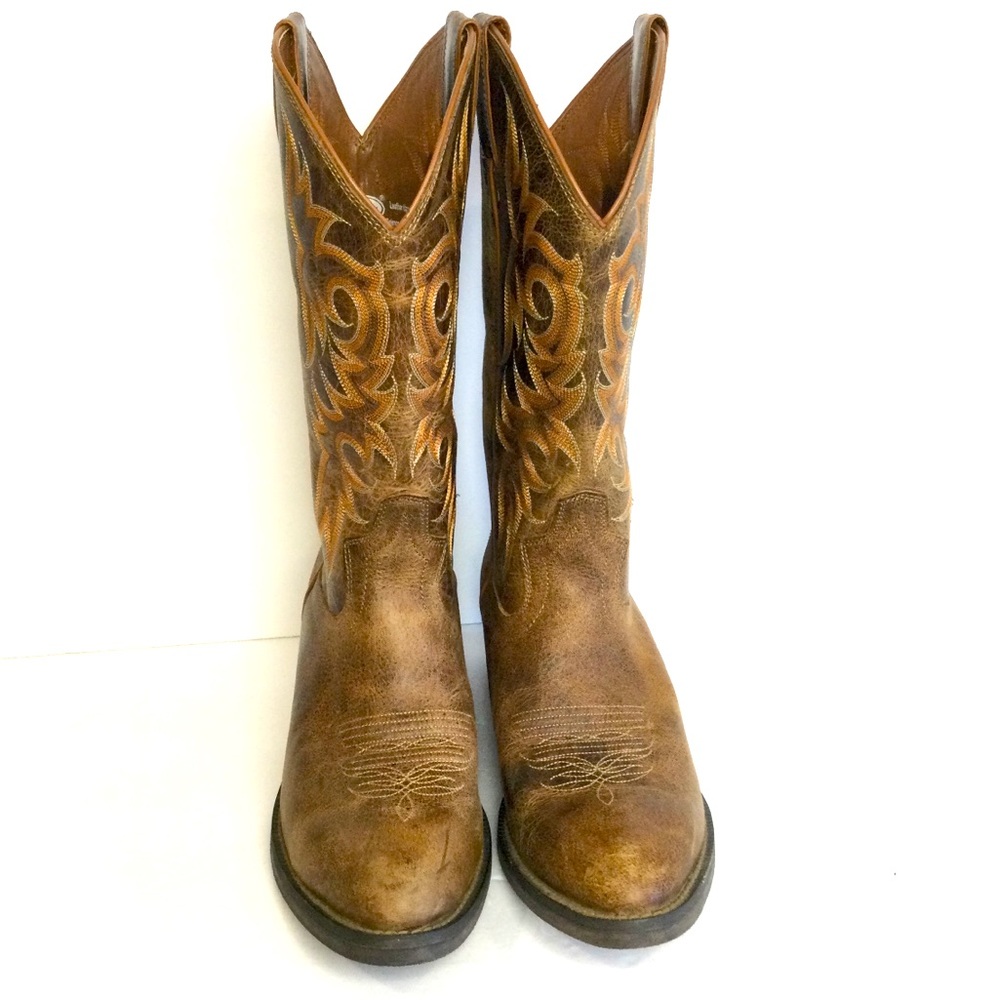 Justin Embroidered Distressed Leather Boots